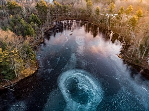 Ames Pond in winter, Tewksbury, Massachusetts